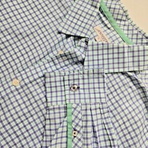 Jeremy Argyle NYC Men's Blue Green Teal Button-Up Check Long Sleeve‎ Shirt
